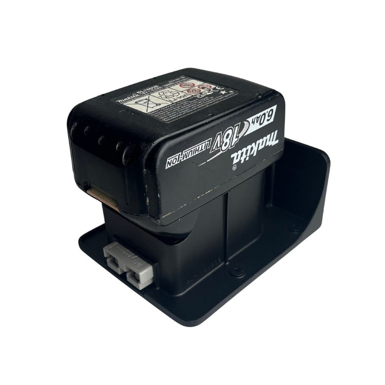 ZED 12V Battle Station fixed-mount adapter with a Makita 18V battery and Anderson output