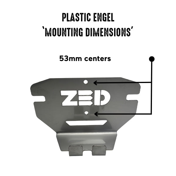 ZED plastic Engel fridge hook mounting dimensions: 53mm hole centres
