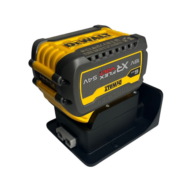 ZED 12V Battle Station fixed-mount adapter with a DeWALT XR FlexVolt battery