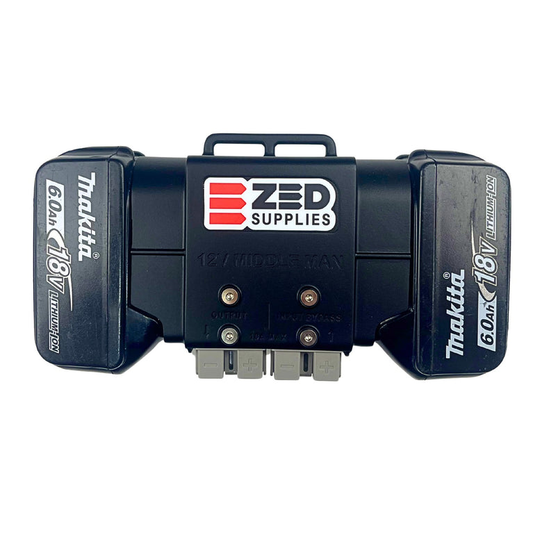 ZED Middle Man with two 6.0Ah Makita 18V LXT batteries clipped in